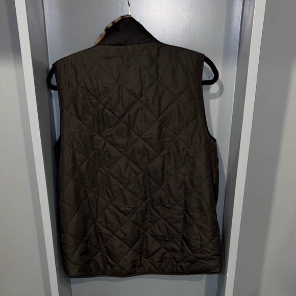 Entro Reversible Cheetah Print Fur/ Black Vest Sz L Fit size 10-12 Women’s - Picture 6 of 7